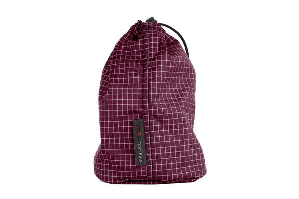A Size 2 Acai (dark purple with white grid) 200 Halcyon Travel Stuff Sack.
